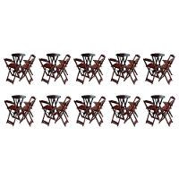 Kit 10 Jogos De Mesa Bistrô De Madeira Dobrável Com 3 Banquetas - Imbuia - 1