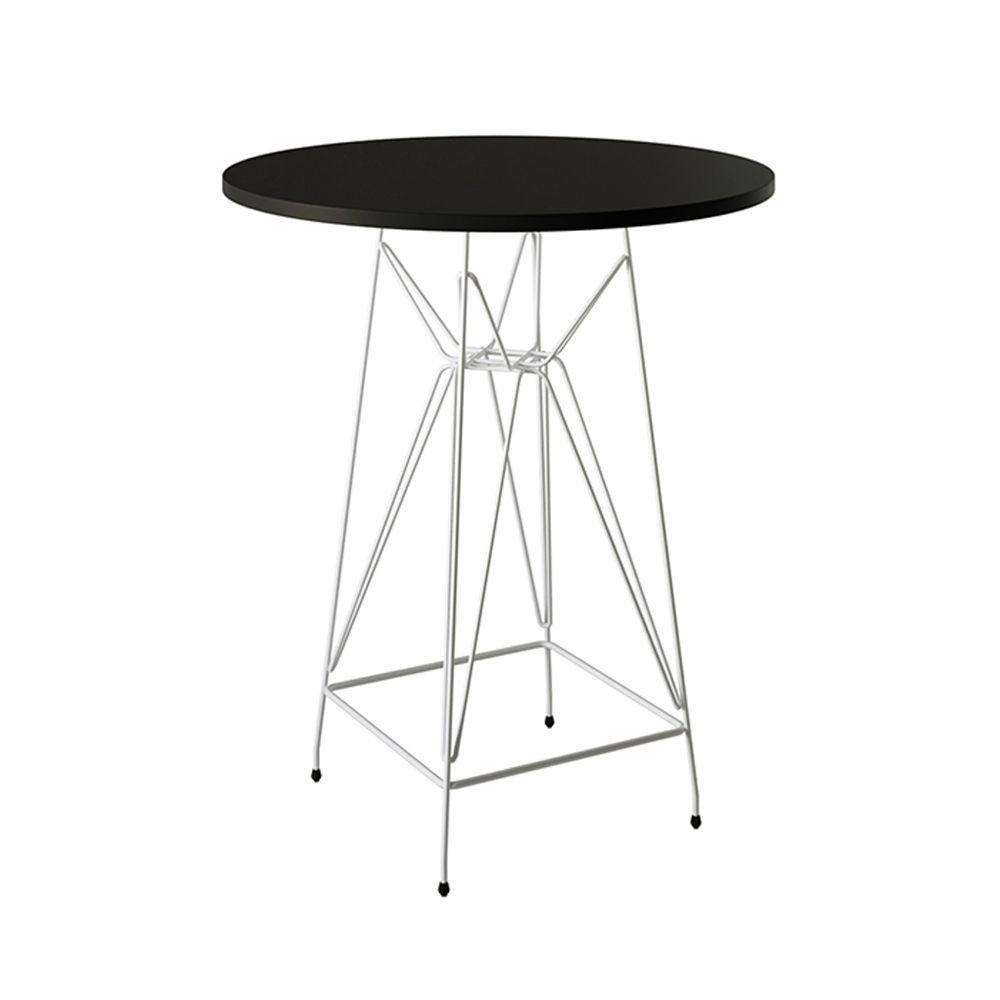Jogo Mesa Bistrô Eames Preta 60Cm 2 Banquetas Branca Base Ferro Branco - Cor: Preto - 4