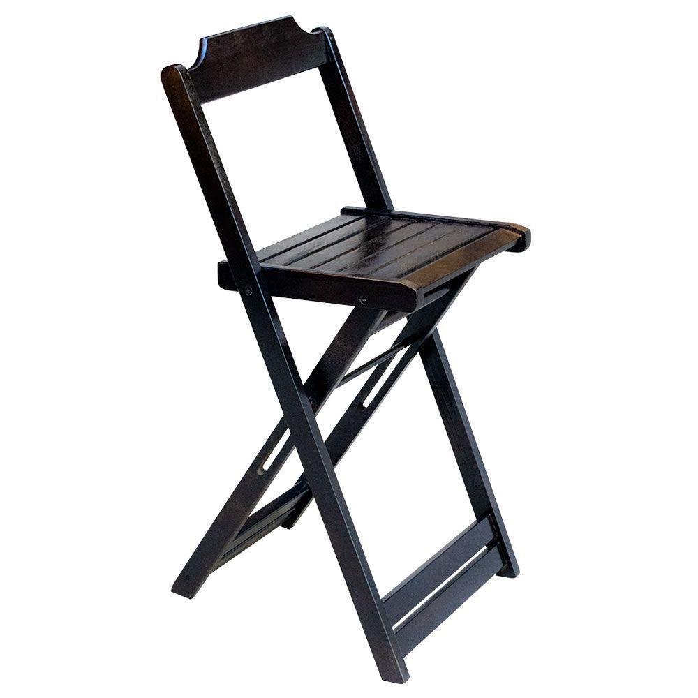 Kit 4 Conjuntos De Mesa Bistrô Dobravel Em Madeira Maciça Com 3 Banquetas Altas - Marrom - Marrom - 5