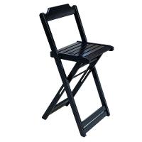 Conjunto De Mesa Bistrô De Madeira Dobrável Com 3 Banquetas - Preto