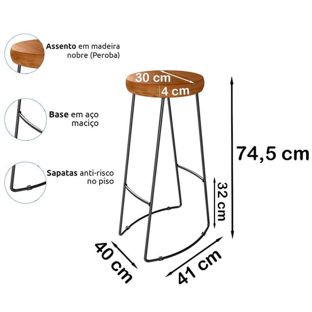 Mesa Bistro Bar E Kit 02 Banquetas Altas Aurum Peroba Preto Dhom Peroba Preto - 8