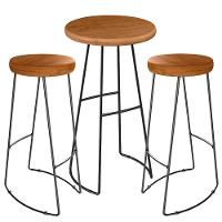 Mesa Bistro Bar E Kit 02 Banquetas Altas Aurum Peroba Preto Dhom Peroba Preto - 1