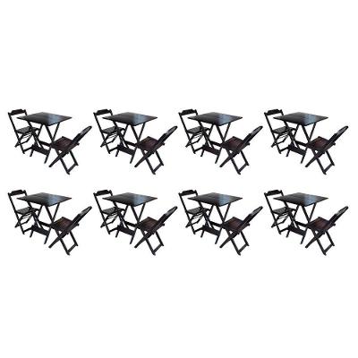 Kit 8 Conjuntos De Mesa Dobravel Com 2 Cadeiras De Madeira 70X70 - Marrom - Marrom