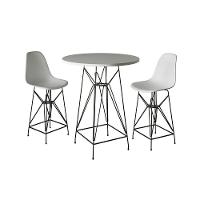Jogo Mesa Bistrô Eames Branca 60Cm 2 Banquetas Branca Base Ferro Preto - Cor: Branco - 1