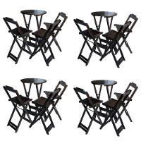 Kit 4 Jogos De Mesa Bistrô De Madeira Dobrável Com 3 Banquetas - Marrom - 1