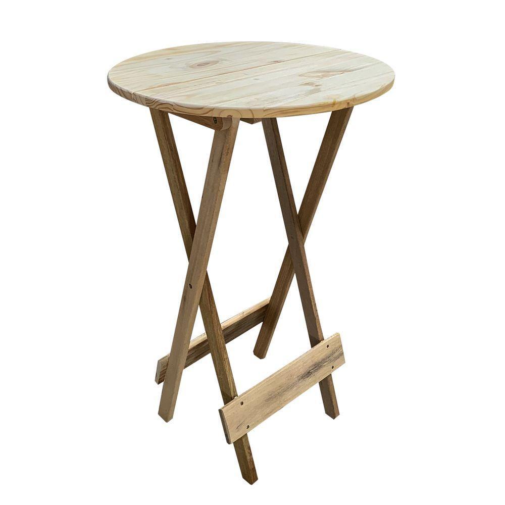 Jogo De Mesa Bistrô De Madeira Dobrável Com 3 Banquetas - Crua - 5