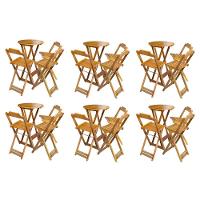Kit 6 Jogos De Mesa Bistrô De Madeira Dobrável Com 3 Banquetas - Mel - 1
