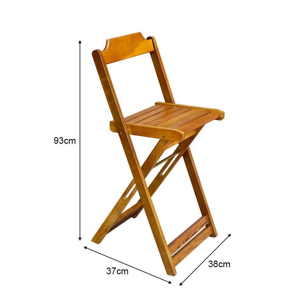 Kit 2 Conjuntos De Mesa Bistrô Dobravel Em Madeira Maciça Com 3 Banquetas Altas - Mel - Marrom - 3