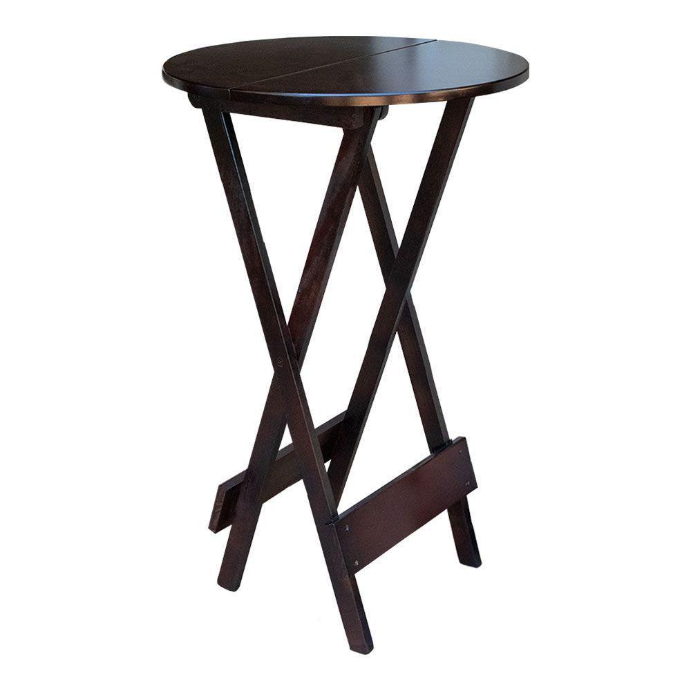 Kit 2 Conjuntos De Mesa Bistrô Dobravel Em Madeira Maciça Com 3 Banquetas Altas - Imbuia - Marrom - 4