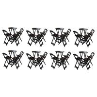 Kit 8 Jogos De Mesa Bistrô De Madeira Dobrável Com 3 Banquetas - Marrom - 1