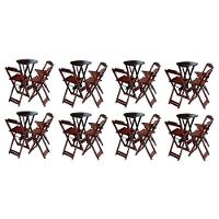 Kit 8 Jogos De Mesa Bistrô De Madeira Dobrável Com 3 Banquetas - Imbuia - 1