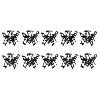 Kit 10 Jogos De Mesa Bistrô De Madeira Dobrável Com 3 Banquetas - Marrom - 1