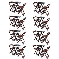 Kit 8 Jogos De Mesa Bistrô De Madeira Com 2 Cadeiras Dobravel Imbuia - Marrom - 1