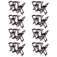 Kit 8 Jogos De Mesa Bistrô De Madeira Com 2 Cadeiras Dobravel Marrom - Marrom - 1