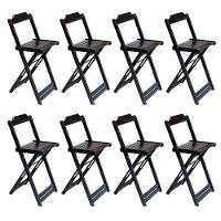 Kit 4 Conjuntos De Mesa Bistrô Dobraveis Em Madeira Padrão Com 2 Banquetas Altas - Marrom - Marrom - 4