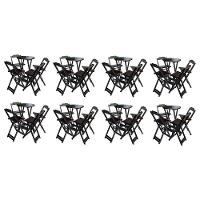 Kit 8 Jogos De Mesa Bistrô De Madeira Com 4 Cadeiras Dobravel Marrom - Marrom - 1