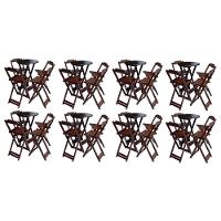 Kit 8 Jogos De Mesa Bistrô De Madeira Com 4 Cadeiras Dobravel Imbuia - Marrom - 1