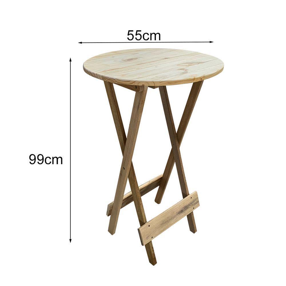 Conjunto De Mesa Bistrô Dobrável Em Madeira Padrão Com 3 Banquetas Altas - Crua - Marrom - 2