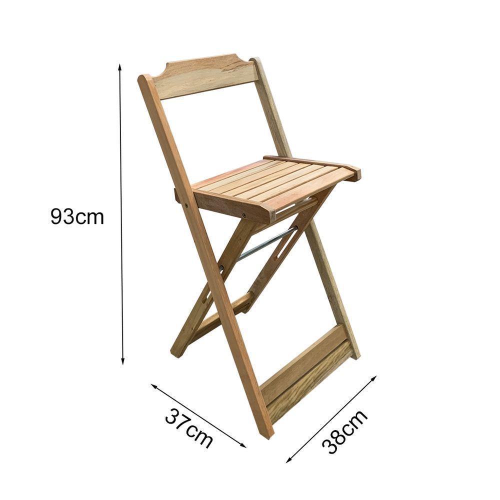 Conjunto De Mesa Bistrô Dobrável Em Madeira Padrão Com 3 Banquetas Altas - Crua - Marrom - 3