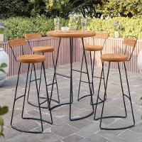 Mesa Bistrô Bar Alta Estrutura Em Aço Ravi D01 Peroba Rosa - 6