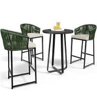 Kit Mesa Bistrô Com 03 Banquetas Área Gourmet D04 Verde - 1