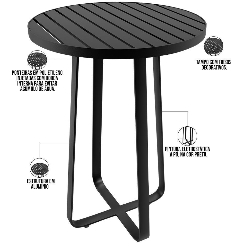 Kit Mesa Bistrô Com 03 Banquetas Área Gourmet D04 Preto - 9