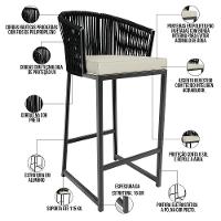 Kit Mesa Bistrô Com 03 Banquetas Área Gourmet D04 Preto - 8