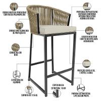 Kit Mesa Bistrô Com 03 Banquetas Área Gourmet D04 Bege - 8