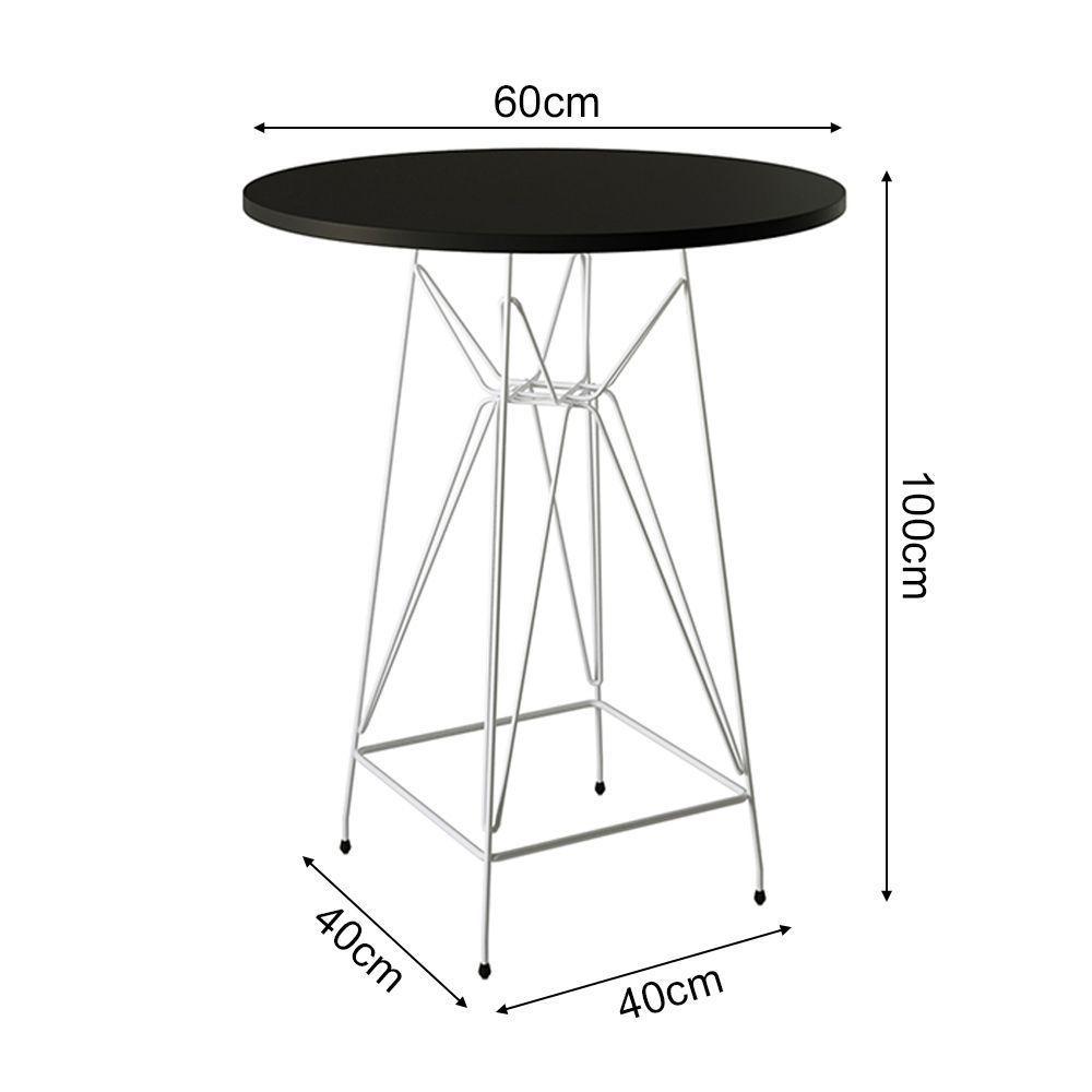 Jogo Mesa Bistrô Eames Preta 60Cm 3 Banquetas Preta Base Ferro Branco - Cor: Preto - 2