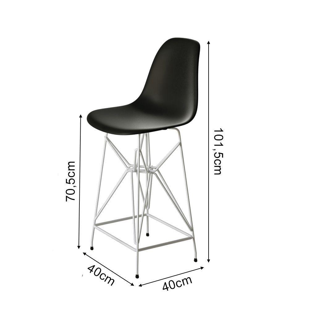 Jogo Mesa Bistrô Eames Preta 60Cm 3 Banquetas Preta Base Ferro Branco - Cor: Preto - 3