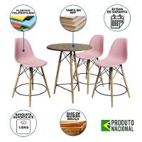 Conjunto Mesa Bistrô Eames Eiffel Amêndoa Com 3 Banquetas Rosas De Madeira - 6