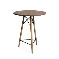 Conjunto Mesa Bistrô Eames Eiffel Amêndoa Com 3 Banquetas Brancas De Madeira