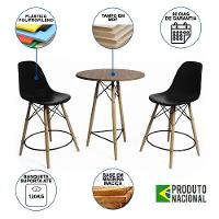 Mesa Bistrô Eames Eiffel Amêndoa Com 2 Banquetas Pretas De Madeira - 5
