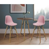 Mesa Bistrô Eames Eiffel Amêndoa Com 2 Banquetas Rosas De Madeira - 1