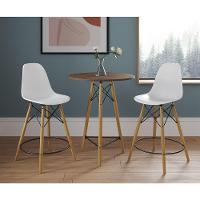 Mesa Bistrô Eames Eiffel Amêndoa Com 2 Banquetas Brancas De Madeira - 1