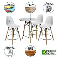 Conjunto Bistrô Eames Eiffel Mesa Branca Com 3 Banquetas Brancas De Madeira - 6