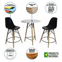 Conjunto Bistrô Eames Eiffel Mesa Branca Com 2 Banquetas Pretas De Madeira - 11