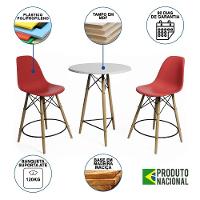 Mesa Bistrô Eames Eiffel Branca Com 2 Banquetas Vermelhas De Madeira - 6
