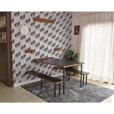 Conjunto Mesa Dobrável Parede C/bancos 1,40m Preto/noronha