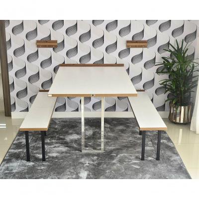 Conjunto Mesa Dobrável Retrátil De Parede Inox Com Bancos 1,40m Branco/noronha