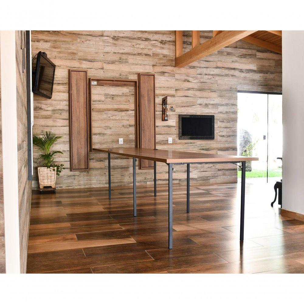 Conjunto Mesa Dobrável Retrátil De Parede Com Bancos 4,15m Noronha - 5