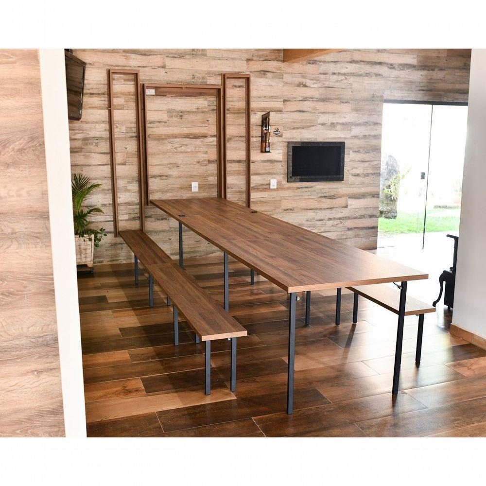Conjunto Mesa Dobrável Retrátil De Parede Com Bancos 4,15m Noronha - 8