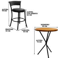 4 Banquetas Forts Baixa Fibra Preto Ferro Bistrô Com Tampa Madeira - 3