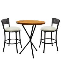 2 Banquetas Forts Baixa Fibra Preto Ferro 1 Bistrô Tampa Madeira Com Assento Branco - 1