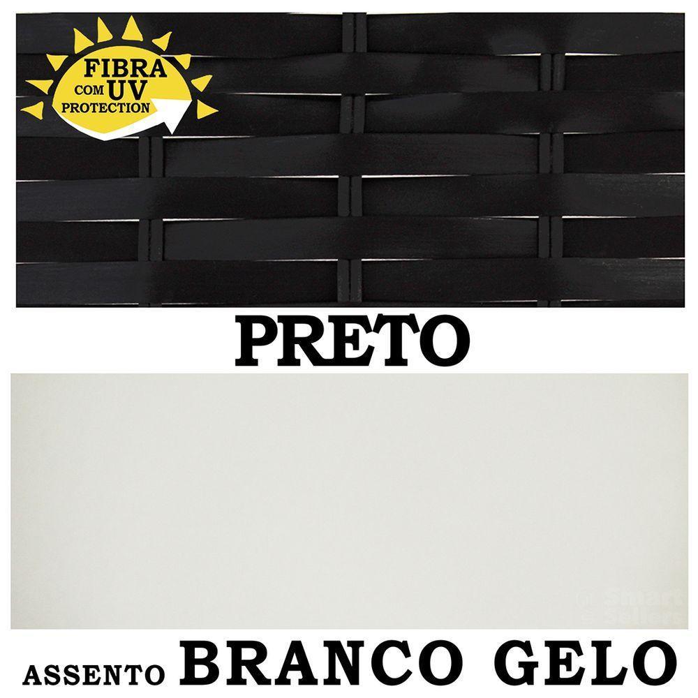 2 Banquetas Forts Baixa Ferro Fibra Preto Com Bistrô E Assento Branco - 3