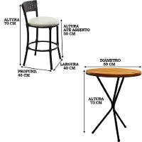 2 Banquetas Forts Baixa Ferro Fibra Preto Com Bistrô E Assento Branco