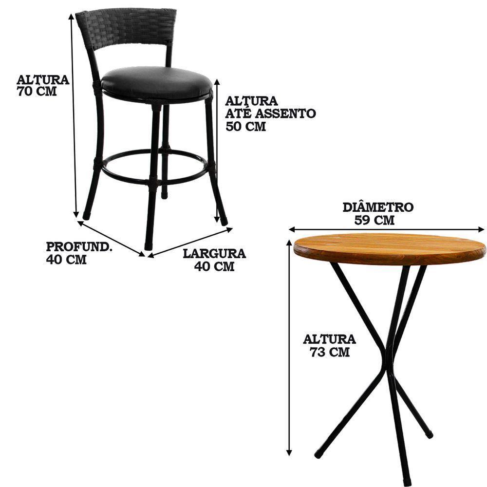 4 Banquetas Forts Baixa Fibra Preto Alumínio Pintura Eeletrostática Com Bistrô - 3