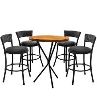 4 Banquetas Forts Baixa Fibra Alumínio Com Bistrô Preto - 1