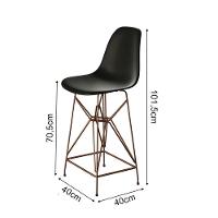 Jogo Mesa Bistrô Eames Eiffel Vidro 60Cm 2 Banquetas Preta Base Ferro Cobre - Cor: Branco - 3