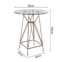 Jogo Mesa Bistrô Eames Eiffel Vidro 60Cm 2 Banquetas Branca Base Ferro Cobre - Cor: Marrom - 2